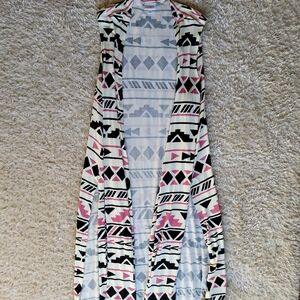 LulaRoe Simple Comfortable cream pink and black Duster size large
